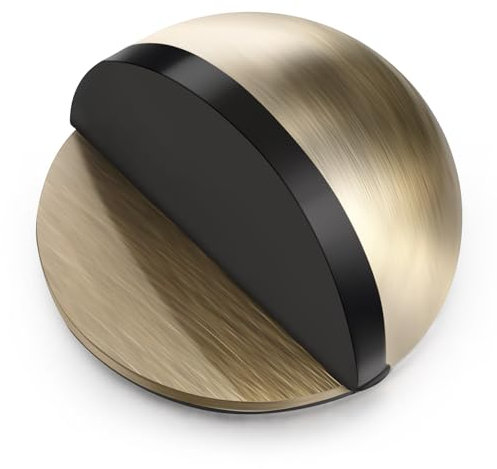 Hotop Self-Adhesive Floor Door Stoppers Oval Stainless Steel Door Stop Mounted Half Moon Wall Protector with Glues for Hard Floor Glass(Bronze Color,1 Pcs)