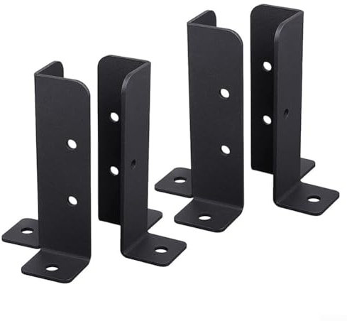 Lot de 4 supports d'ancrage de poteau de terrasse réglables - Kit de supports de base réversibles en bois pour boîte aux lettres et terrasse