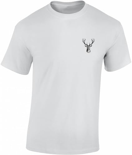 Camiseta de cazador para hombre, cabeza de ciervo, regalo para cazadores, camiseta de caza para hombre, ropa de cazador, accesorios de caza, Blanco, M