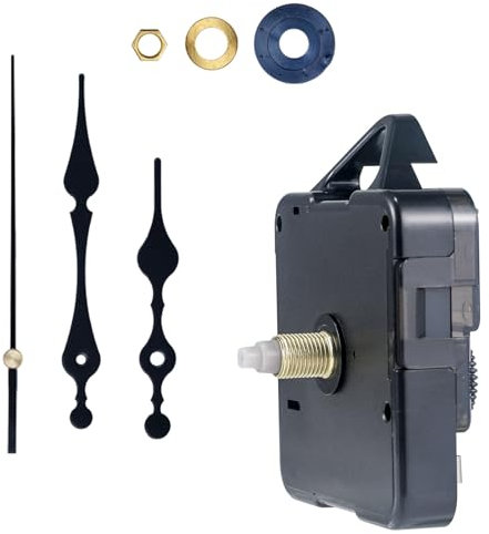LUSEE Movimento Meccanismo Orologio da Parete Silenzioso con 1 Set di Lancette Orologio Corto per Parti Riparazione dell'Orologio Parete Sostituzione (Lunghezza dell'asse: 16 mm / 0,62 Pollici)