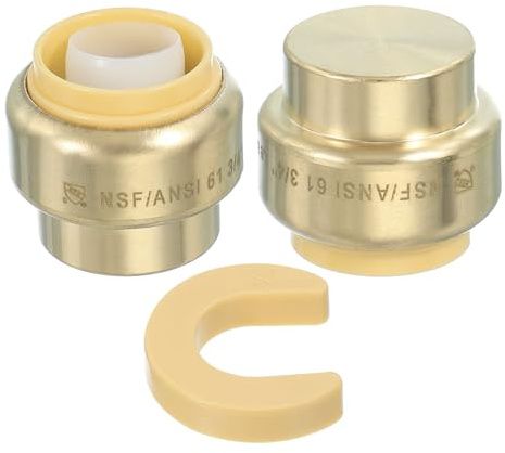 PATIKIL 2 Pezzi Valvola Di Arresto A Compressione Con Cappuccio Terminale 3/4 Valvola Di Chiusura Acqua Con Clip Di Sgancio 3/4 Per Rubinetto WC Tubi Pex Rame Cpvc Ottone Dorato