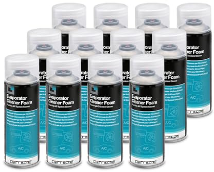 ERRECOM Evaporator Cleaner Foam, Air Conditioner Foam Cleaner, 12 x 400 mL Aerosol Can