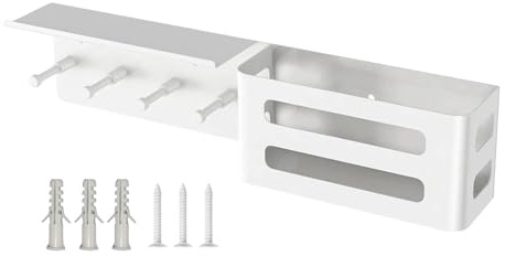 Portachiavi Da Parete | Con Mensola 4 Ganci Design Moderno - Supporto Per Chiavi E Posta Da Parete,Per Ingresso Casa Soggiorno Camera Da Appartamento Porta D'Ingresso Ufficio Deposito
