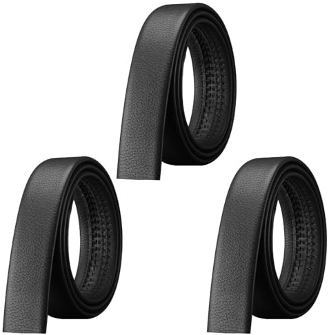 OAAO 3 Ceintures Pour Hommes, Conception De Boucle Automatique Sans Boucle, Matériau En Cuir, Style Durable Et Simple, Accessoires D'Affaires Décontractés.