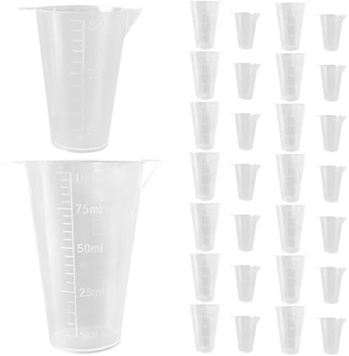 TOBBOMEY Vaso Medidor Plástico 50/100Ml Báscula, Pack de 40 Unidades para Jardinería y Medición Precisa en Huertos y Patios