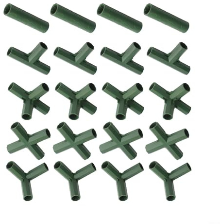20 conectores de marco de invernadero de 5 tipos para tubos de metal de PVC de 16 mm, estructura de soporte de plantas, accesorios para configuración de cultivo de jardín