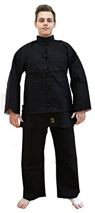 Budodrake Kung-Fu Anzug schwarz (Baumwolle) mit Bündchen 140