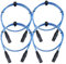 4er Set Pronomic XFXM-Blue-1 Mikrofonkabel (1m Länge, XLR female 3-pol -> XLR male 3-pol, Stecker handgelötet, säure- und ölfest, Spannzangen-Zugentlastung) Metallic Blau