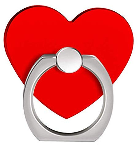 Skip Soporte para Anillo de teléfono en Forma de corazón, Agarre de Anillo de aleación de Aluminio 3D con rotación de 360 ° para iPhone , Samsung All Cell Phone (Red)