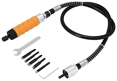 Scalpello Professionale per Intaglio Legno, Elettrico e Manuale - 5 Lame Incluse, Chiave per Tubi Morbidi, Set Completo Strumenti Incisione e Lavorazione Precisione Massima