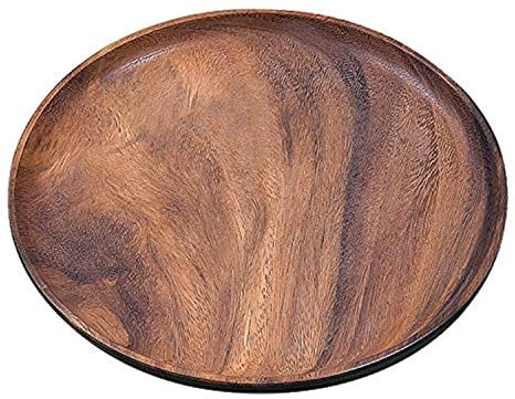 Dciustfhe Round Solid Wood Board Fruit Plate Dessert Dinner Breakfast Plate