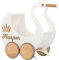 Puppenwagen ab 1 Jahr - Individuell mit Namen - Handgefertigter Puppenwagen - Holzpuppenwagen - Sicher Abgerundete Kanten - Ausdrucksstarke und Schöne Farben (Weiß)