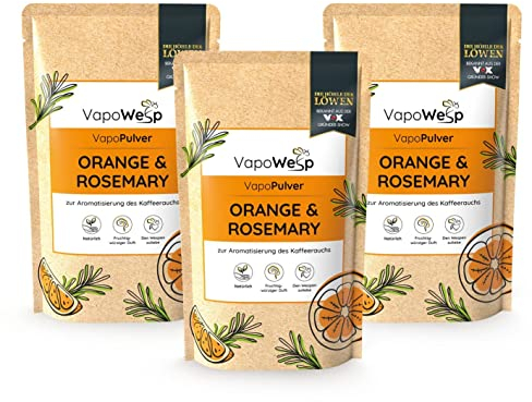 VapoWesp Lot de 3 poudres orange et romarin (100 g chacune) | Parfum aromatique pour la boîte de fumage Vapo Wesp | Aromatisez la fumée de café avec la poudre Vapo