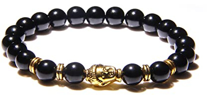 8 mm kungligt blå tigeröga armband män silverfärg Buddha huvud berlock armband kvinnor amulett Vinatge gul sten pärlor pulsera, onyx 1,17 cm