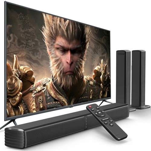 GEOYEAO Sound Bar, altoparlanti bassi per Smart TV con doppio subwoofer 3D Surround Sound System, 32 pollici 2.2CH Home Theater Audio Soundbar, Connessione HDMI ARC, 2 in 1 staccabile e montaggio a