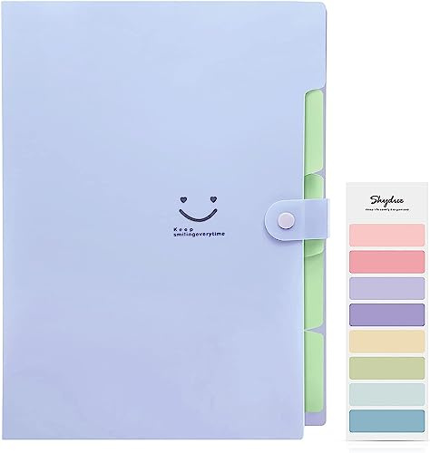 SKYDUE Document Organiser, A4 Expanding File Folder, Colored Plastic Folders,Sturdy And Protective File Storage To Organise Paperwork, Receipts, Invoices, Bills, Documents