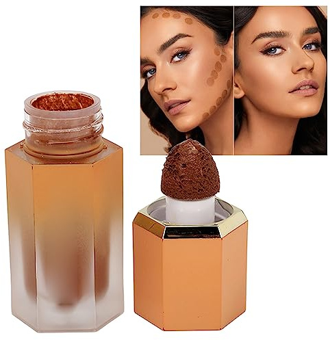 Bronceador Líquido, Humectante de Larga Duración Fácil de Mezclar Maquillaje Humectante Bronceador Líquido con Aplicador de Cojín, Apariencia Tridimensional