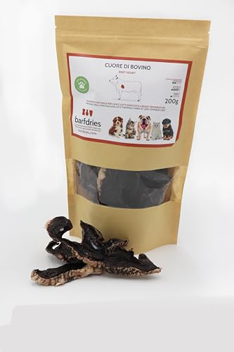 barfdries Corazón de ganado, Comida Perros y Gatos, Alimento Natural Secado a Baja Temperatura, Paquete de 200 gr