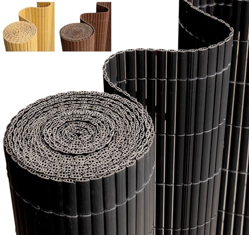 Homewit PVC Sichtschutzmatte 100x500 cm, Sichtschutz Garten Balkon Windschutz Terrasse Sichtschutzzaun Balkonverkleidung Zaunblende Wetterfest Gartenzaun Anthrazitschwarz