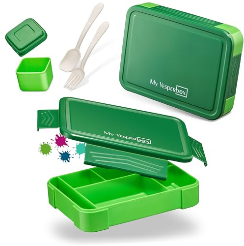 My Vesperbox – Lite - Bento Box Kinder - Lunchbox - extrem robust – Brotdose – Brotbox ideal für Kindergarten und Schule (Grün)