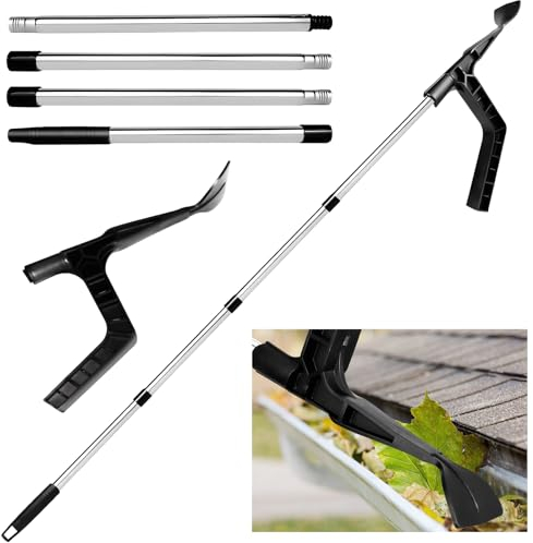 180CM Gutter Cleaner Tool, Gutter Cleaning Tools from The Ground, Detachable Gutter Cleaning Scraper for Cleaning Leaves and Debris