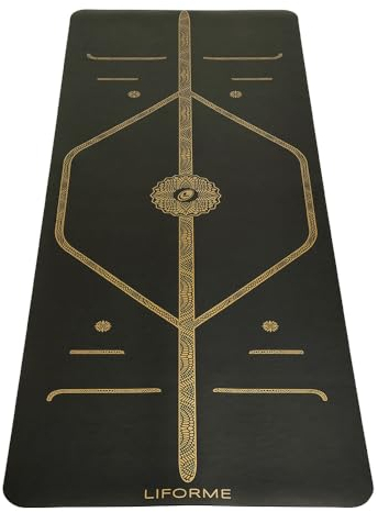 Liforme Bedruckte Yogamatten-Kollektion – kostenlose Yogatasche, patentiertes Ausrichtungssystem, kriegerischer Griff, rutschfest, umweltfreundlich, schweißresistent, lang, breit und dick für