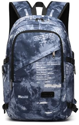 Kono Travel Laptop Backpacks College Backpack for School Anti-Theft 15.6 inch Laptop Rucksack with USB Charging Port Lightweight Laptop Computer Business Work Bag for Men and Women (Cloudy Blue)