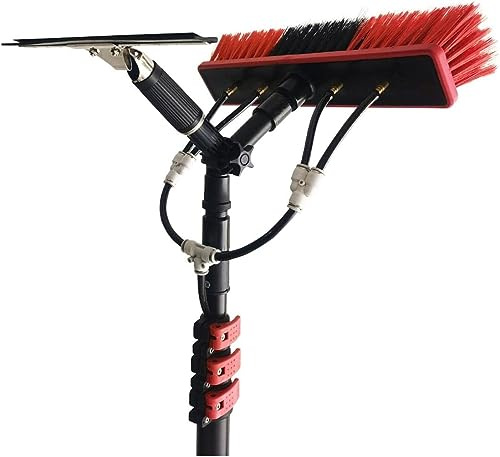Kit de Poteau de Nettoyage de vitres télescopique alimenté en Eau – Extensible et sans Danger pour Les Panneaux solaires, avec Brosse à raclette – Outil Complet de Nettoyage de VIT
