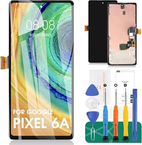 Ersatzdisplay für Google Pixel 6A für Google Pixel 6A LCD-Ersatz-Kits für Google Pixel 6A Digitizer Touchscreen Display Montage Reparatur mit Rahmen GX7AS GB62Z G1AZG