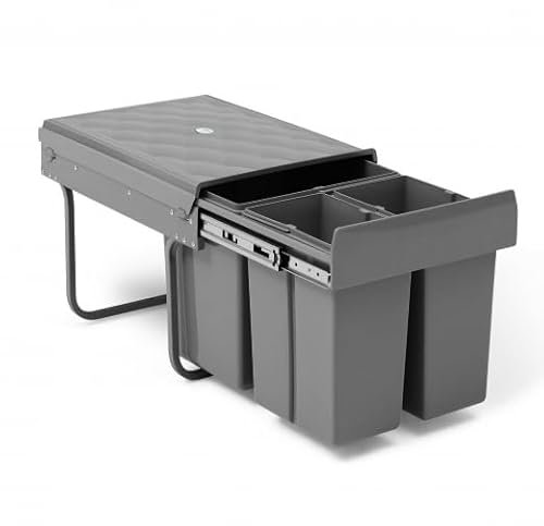 IDMarket - Poubelle de tri sélectif encastrable 3 compartiments amovibles 1x15L et 2x8L