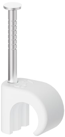 Temolink Kabelschellen, 100 Stück Nagelschellen, 5-7 mm, mit stahlnagel, 304 Edelstahl, Kabelmanagement für Telefon und Ethernetkabel, Stromkabel, Rohr, Weiß