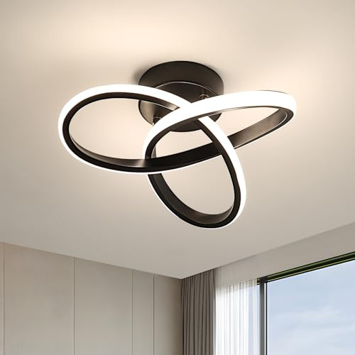 Goeco Plafonnier LED, 22W 2500LM Luminaire Plafonnier Moderne Design 4500K Lumière Neutre, Lampes de Plafond Noir pour Couloir Salon Chambre