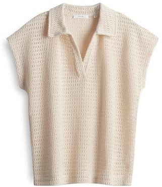 OPUS Damen Kurzarmshirt | Poloshirt SOMONA Regular in Crochet Optik Natural Glaze, 38