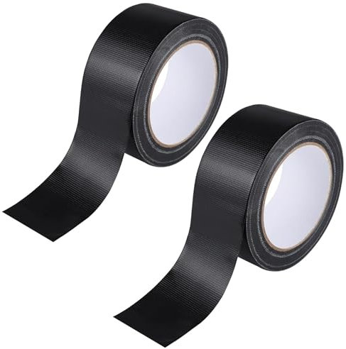 2 Rollos Cinta Reparación Reforzada en Tela, Duct Tape, Cinta Tela Reforzada, Cintas Adhesiva Telas, Reparaciones Fijación y Embalaje Fugas Techo Reparación Grietas Ruptura Tuberías, 30mm x 50m, Negro