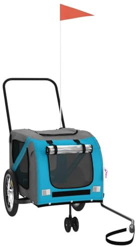 vidaXL Cykelvagn för djur blå och grå oxfordtyg och järn, lastvagn cykel, lastvagn, vagn cykel, lastvagnar cykel, lastvagnar, cykel vagn