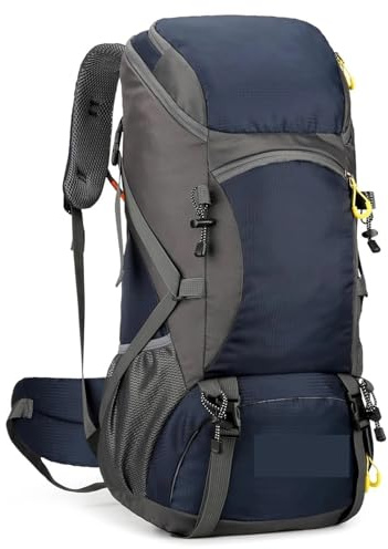 CNYUON Wanderrucksack, wasserdicht, 50 l, leichter Reiserucksack mit Regenschutz for Camping, Trekking, Wandern, Spazierengehen, Outdoor-Sportarten(Deep Bule)