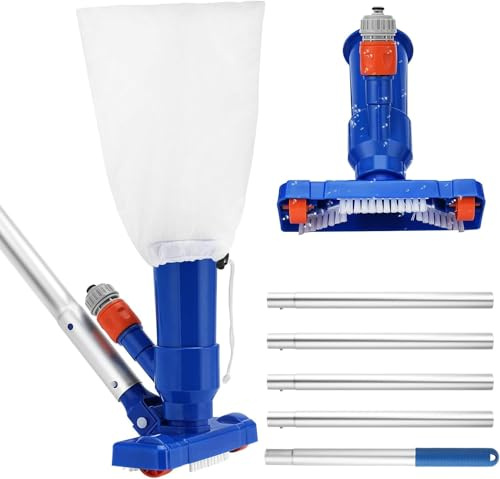 Auniq Set di aspirapolvere per Piscina, 71 pollici palo Aspiratori Portatili Piscina per Manutenzione della Piscinas con spazzola, Kit di Pulizia per Piscine Spa Vasca Pulizia di foglie sporco sabbia