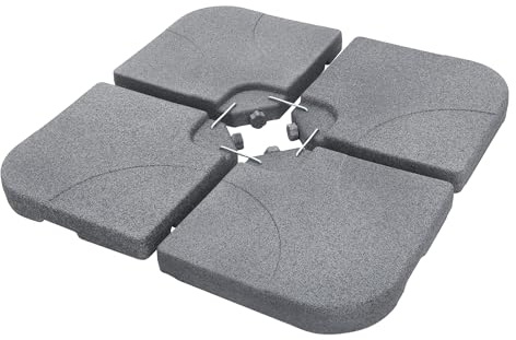 ML-Design parasollvikt 4 delar för hängparasoll parasollstativ golvkors 60 L upp till 80 kg fylls med vatten eller sand väderbeständiga vågplattor i plast metallkopplingar parasollfot med stenlook