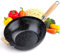 EliteHoff Wokpfanne Induktion 28 cm, Wok mit Antihaftbeschichtung, aus Karbonstahl mit Holzgriff zum Rühren und Braten, Wok Kohlenstoffstahl Induktion mit Flachem Boden für alle Herdarten (Ø 28 cm)