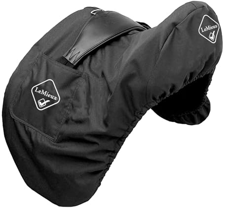 LeMieux Dressage Saddle Cover Black - Durable Waterproof Outer - Soft Fleece Lining - One Size