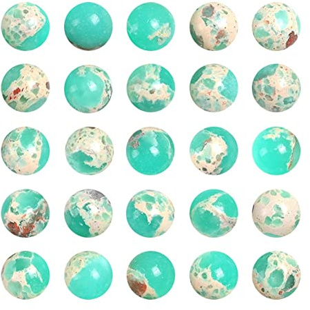 36pcs Green Imperial Jasper Beads for Jewelry Making 10mm Round Stone Beads with Snake Skin