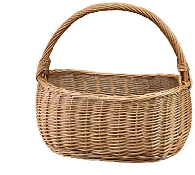 Wicker Shopping Basket for Fruits & Vegetables - Mushroom & Picnic Basket - 40 x 22 x 18 cm