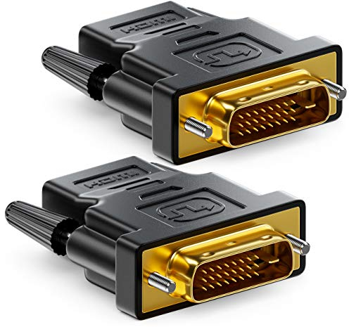deleyCON 2X HDMI zu DVI Adapter (Bidirektional) Konverter HDMI Buchse zu DVI-D Stecker Vergoldet - 1920x1200 1080p - Für PC, Notebook, Beamer, Monitor, Spielekonsolen