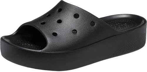 Crocs Classic Slide - Sandali da donna con plateau, nero, 36