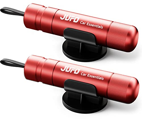 JUFO Safe X 2 Packs Pro Car Escape Tool — Seat Belt Cutter, Emergency Car Window Breaker, Safety Hammer & Life Hammer (Red+Red)