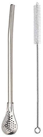 Yerba Mate Cannucce Bombilla In Acciaio Inox Con Cucchiaio Filtrante - Cannucce Riutilizzabili - Cannucce Da Tè Staccabili - Riutilizzabili Per Tè Sciolti, Conspazzole Per La Pulizia, 155 Mm