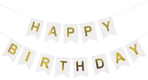 Happy Birthday Guirnalda, Blanco Banderola Feliz Cumpleaños, Pancarta Feliz Cumpleaños, Decoración Cumpleaños para Adultos Y Niños