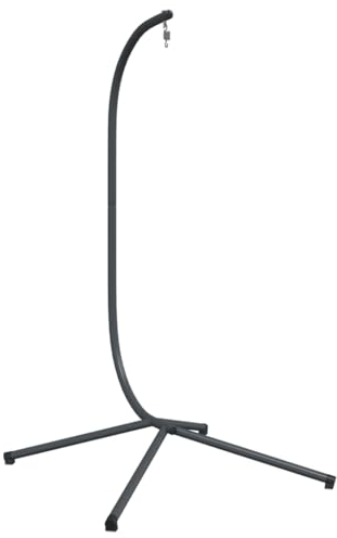 vidaXL Hängesessel Gestell ohne Korb, C-förmiger Hängesesselständer mit Kreuzfuß, Hängestuhl Ständer für Schlafzimmer Garten Balkon, Stuhlgestell, Anthrazit Stahl