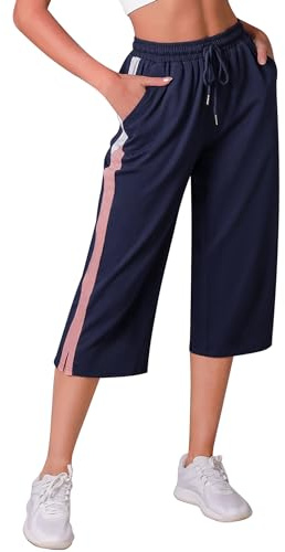 iClosam Pantalon Taille Haute 3/4 Femme Tissu Léger Sport et Détente Doux