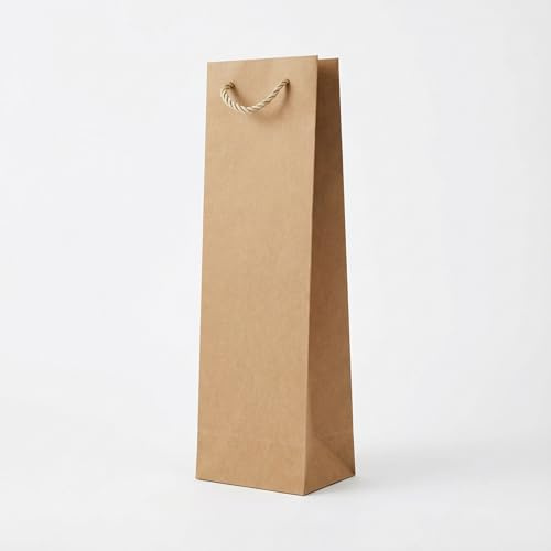 PROlac Geschenktüten Kraftpapier Braun | Einfarbig Geschenktaschen & Verpackungspapier für Weinflasche | Geburtstag Verpackung & Geschenk | Flaschentüten, 100% Recycling Papiertüten (20)